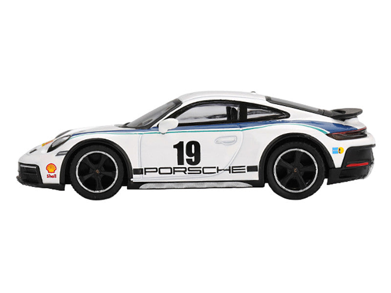 Front view of Limited Edition Porsche 911 Dakar #19 Diecast Model by Mini GT