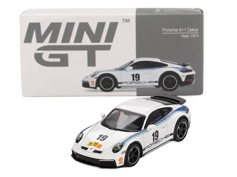 Side angle of Limited Edition Porsche 911 Dakar #19 Diecast Model highlighting details