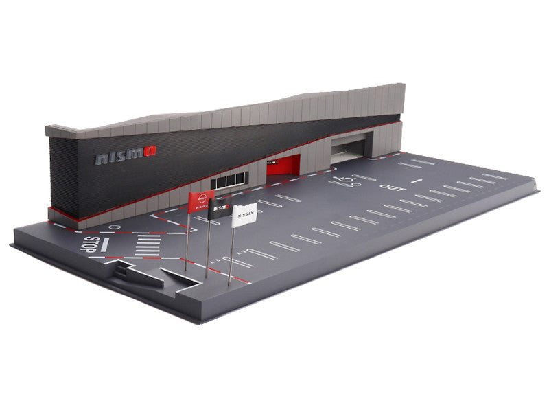 Rear view of NISMO Operation Diorama 1/64 Scale Model in vibrant colors