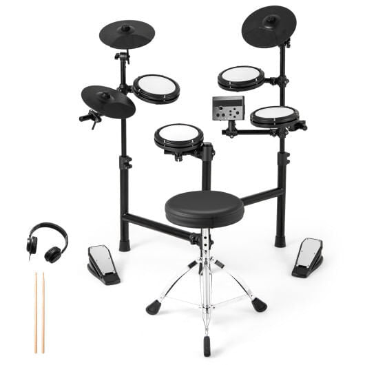 Side view of Gobingya Foldable Electric Drum Set with adjustable features