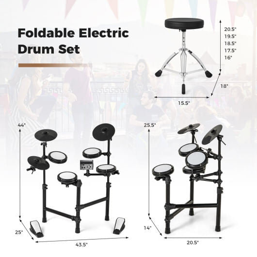 User playing the Gobingya Foldable Electric Drum Set in a home setting