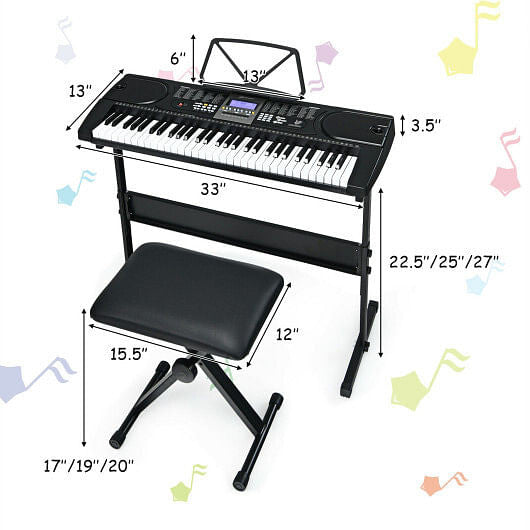 Side profile of Gobingya 61-Key Electronic Keyboard with headphones