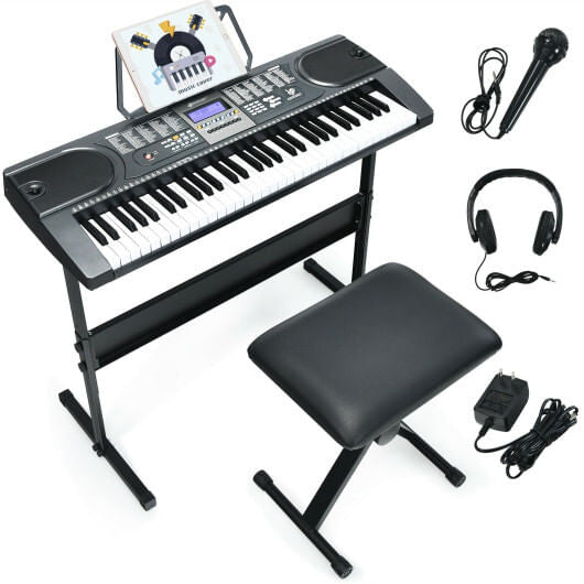 Gobingya 61-Key Electronic Keyboard Piano Set in use by a beginner