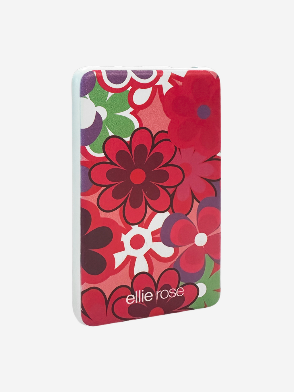 Front view of Vibrant Floral Portable Charger in pink by Ellie Rose