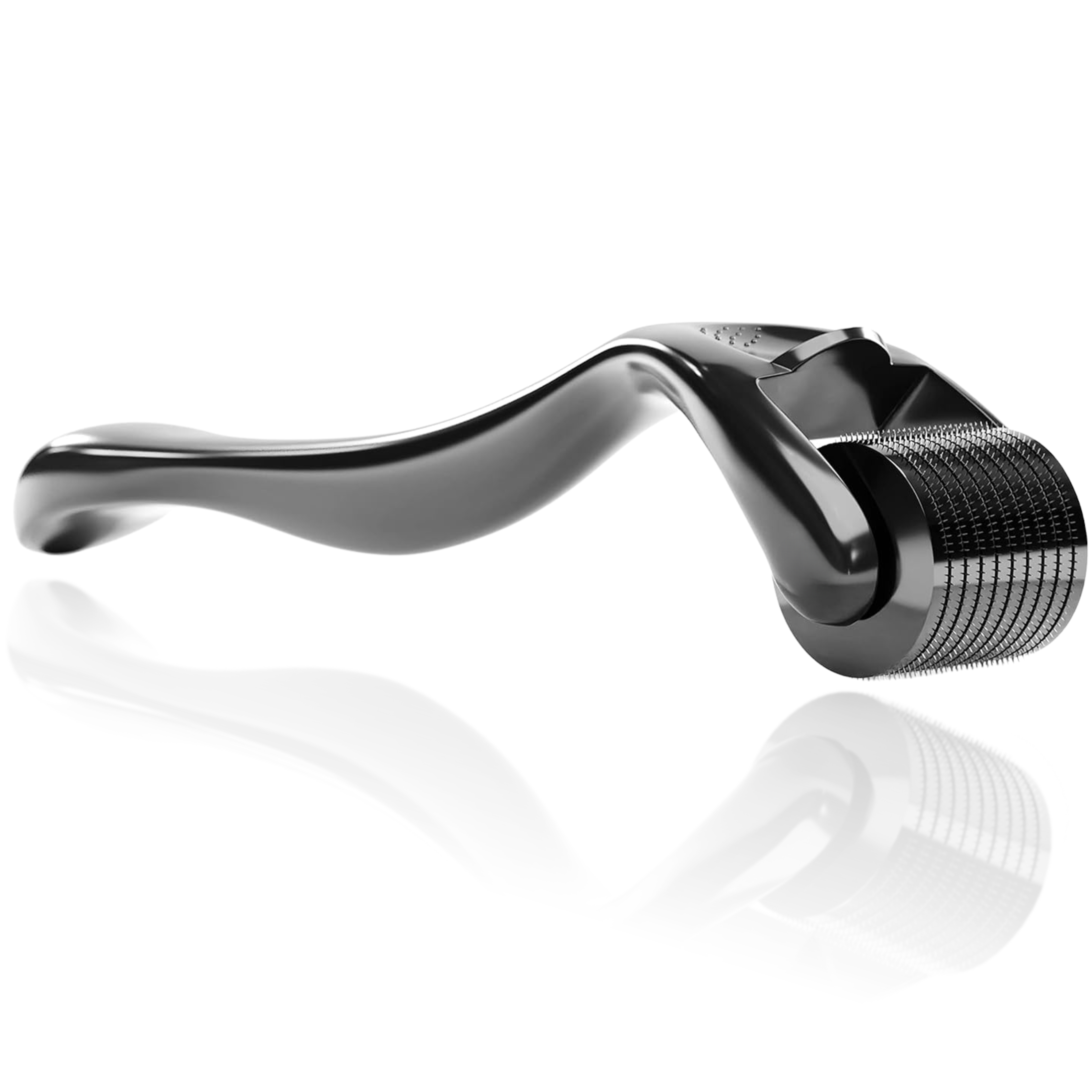 Front view of Follicly™ Microneedling Roller in black for skin health