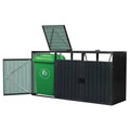 Front view of Elegant Black Steel Garbage Bin Storage Shed by FastFurnishings