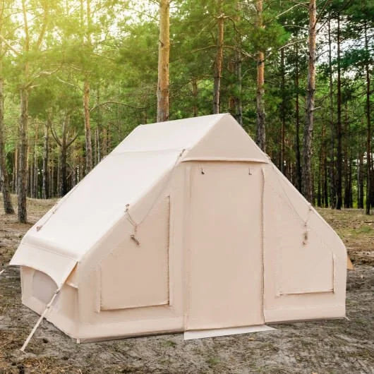 Inflatable Camping Tent 6 person Glamping Tent with Pump-Beige