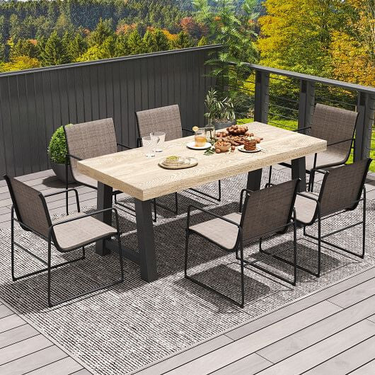 Elegant brown outdoor dining chair set of 4 by Gobingya