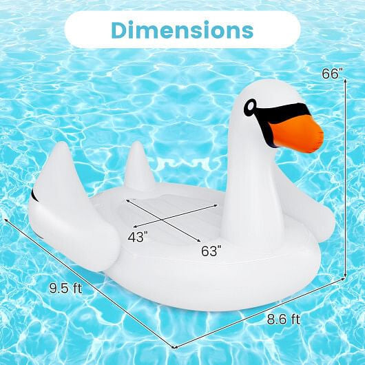 Giant Inflatable Swan Float for 4 showcasing cup holders and spacious design