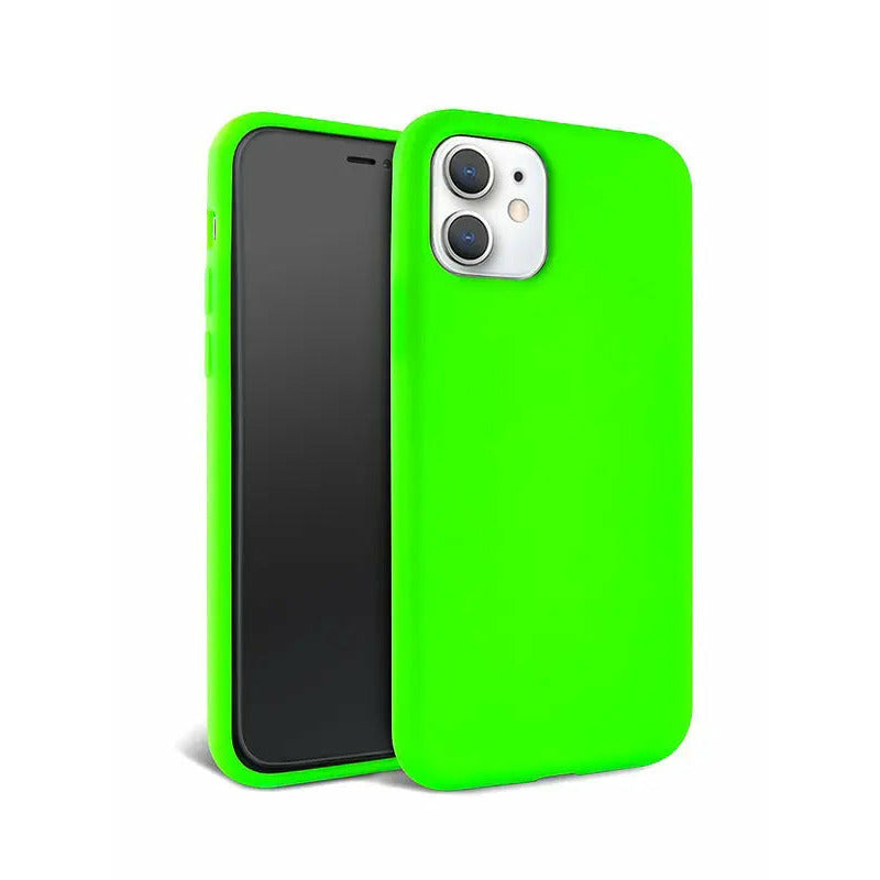 Lifestyle shot of Neon Green Silicone iPhone Case in use