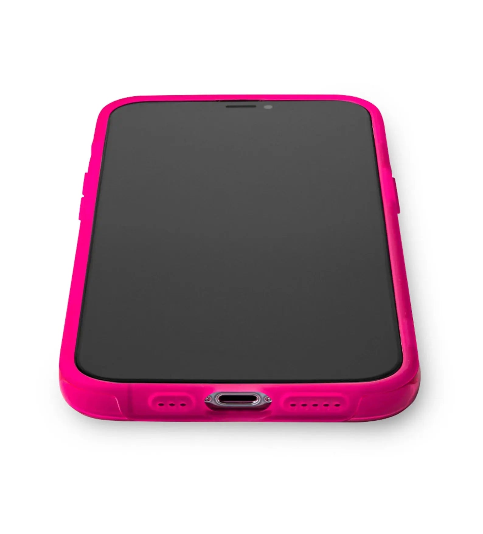 Front view of Neon Pink Kaleidoscope iPhone Case by Anacotte