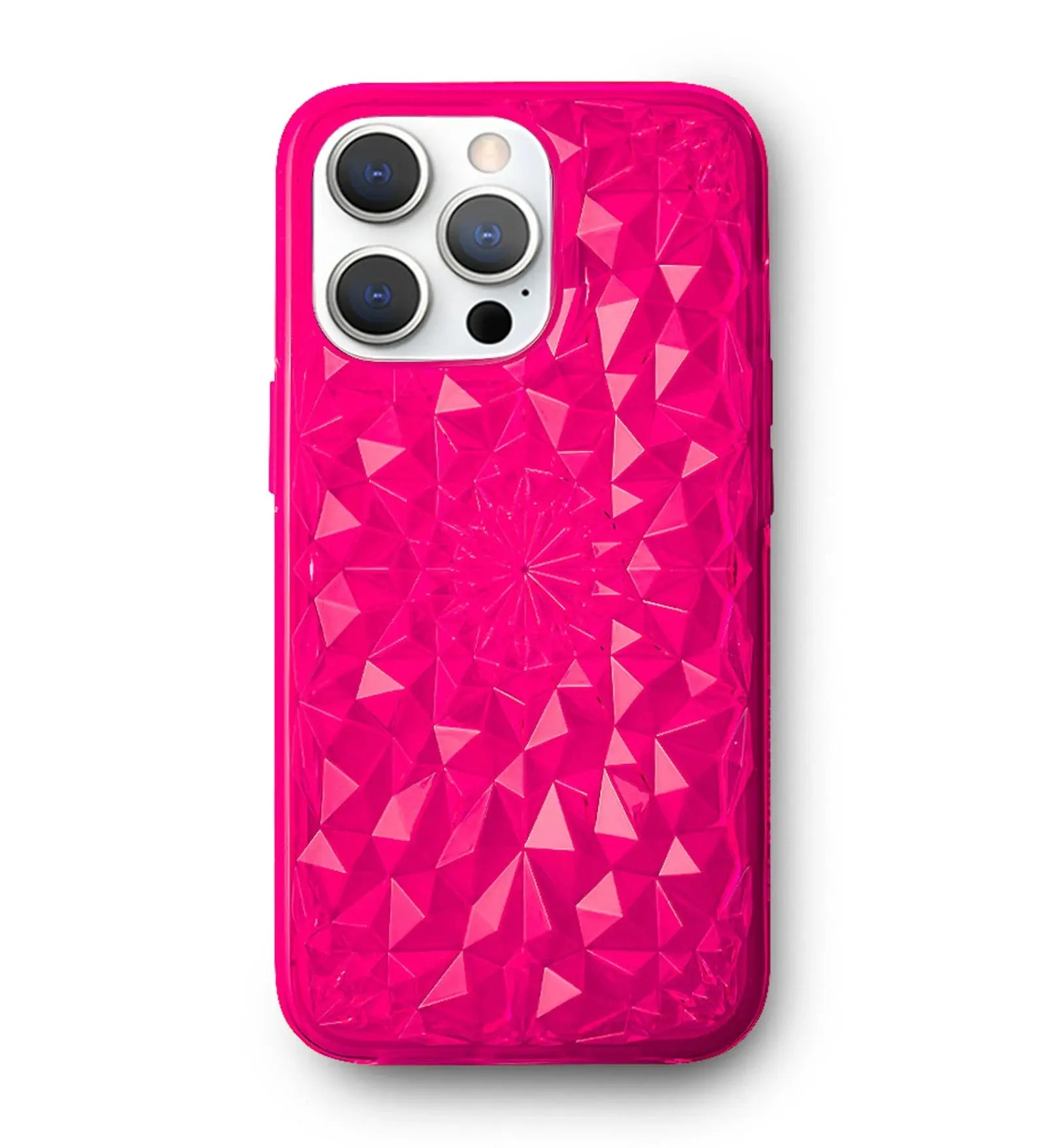 Lifestyle shot of Neon Pink Kaleidoscope iPhone Case in use