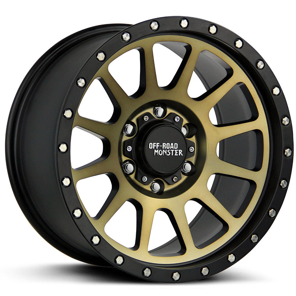 Side view of M10 Off-Road Wheel in Flat Black Machined Bronze by Off Road Monster
