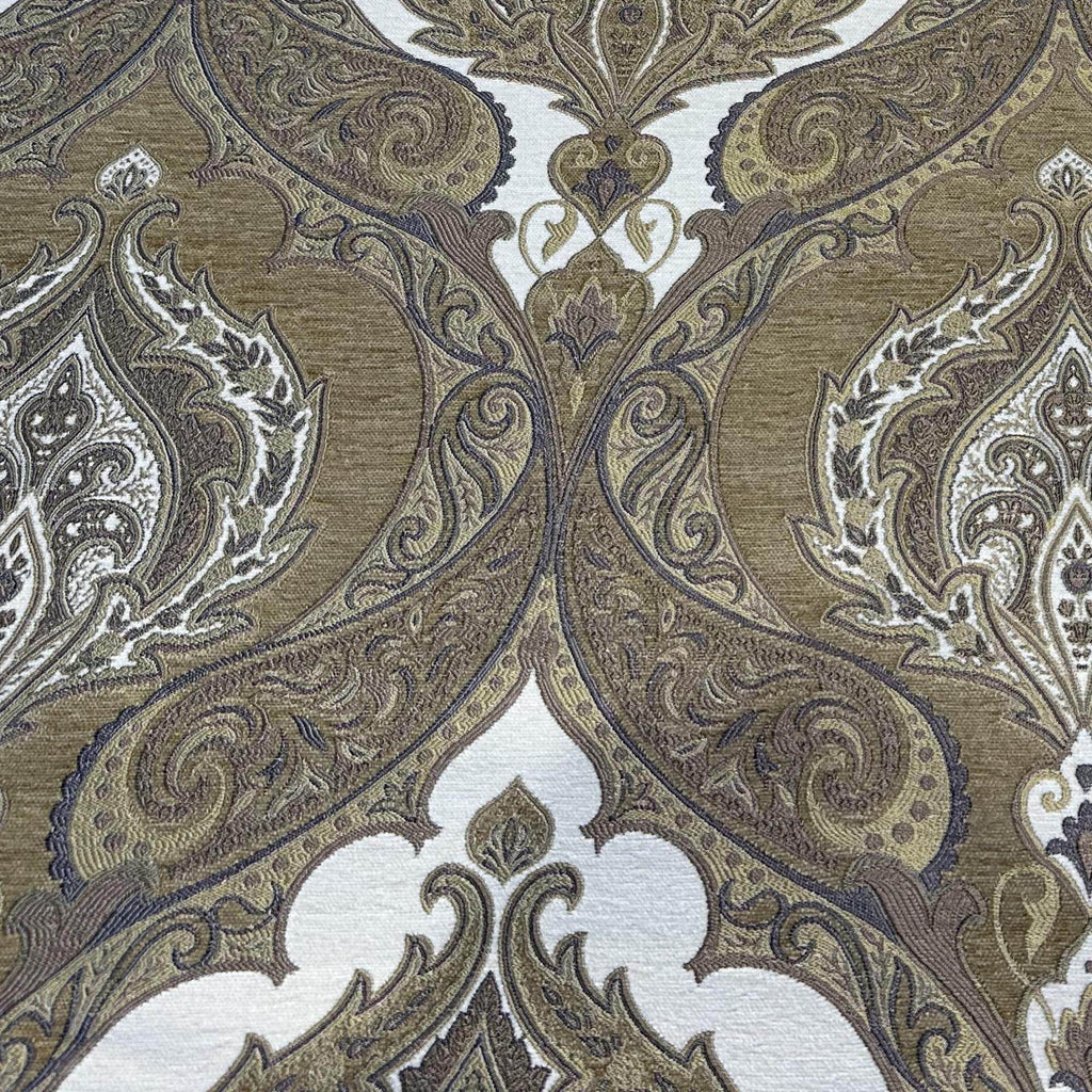 Plutus Brown Beige Noble Curves Paisley Luxury Throw Pillow