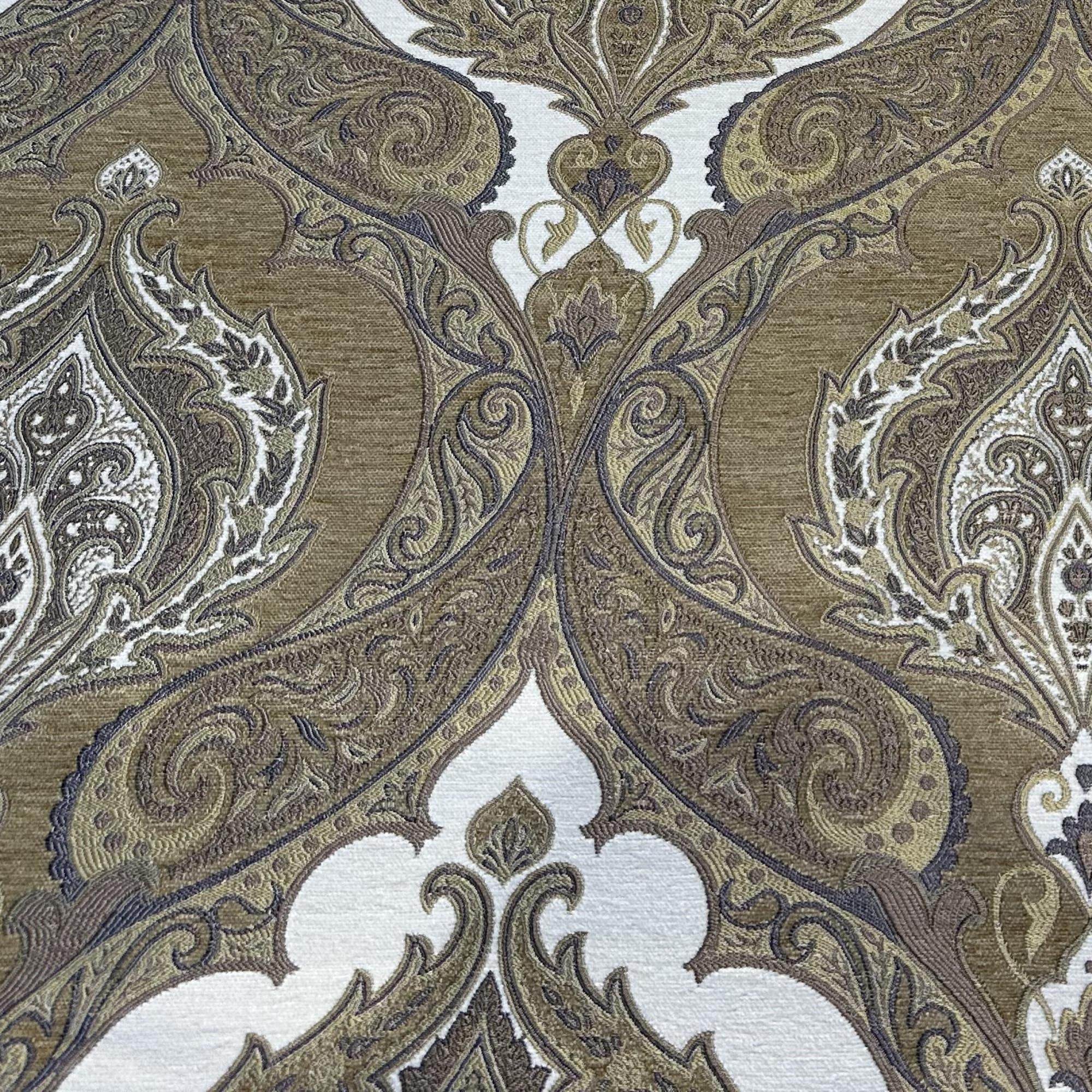 Plutus Brown Beige Noble Curves Paisley Luxury Throw Pillow