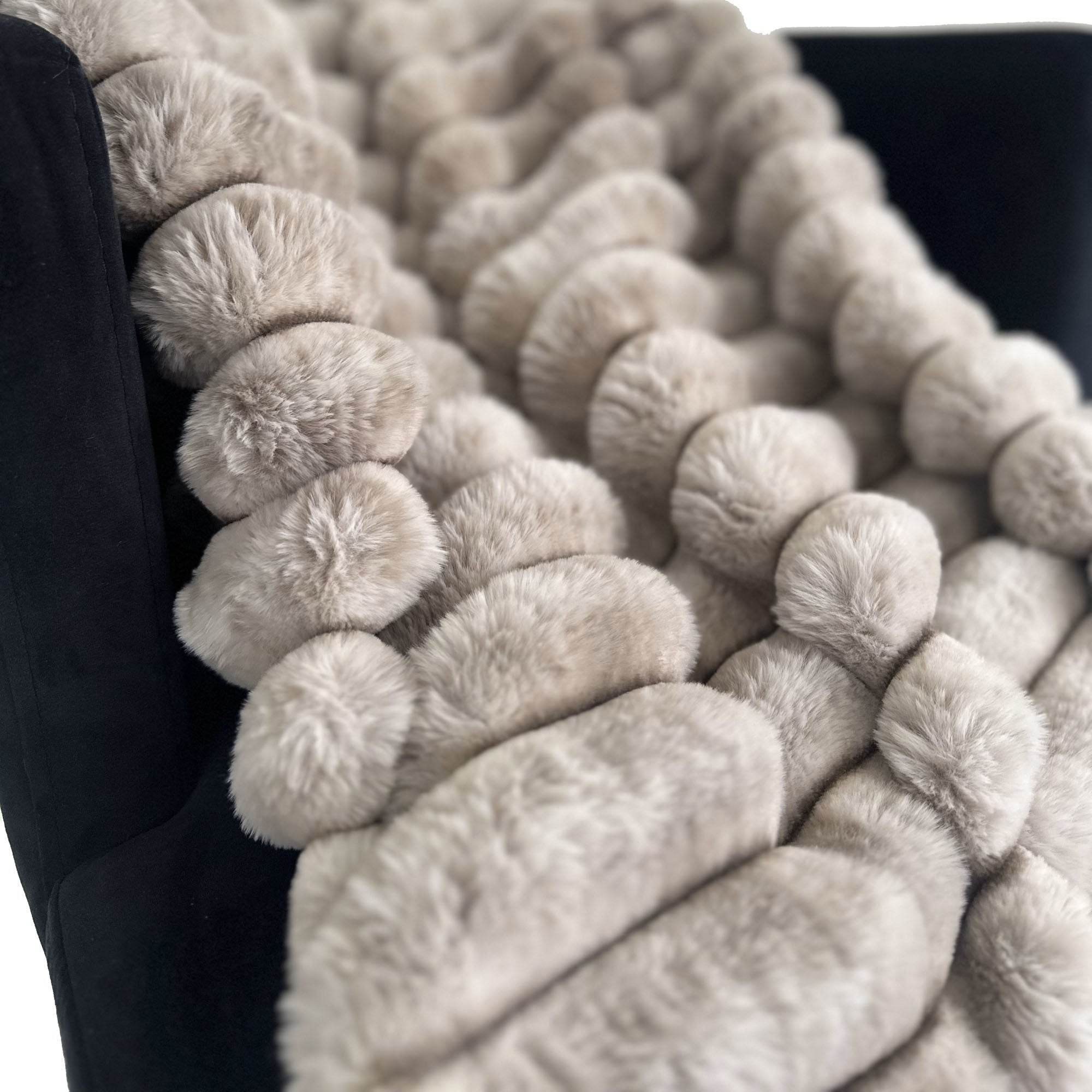 Plutus Taupe Luxe Bunny Faux Fur Luxury Throw Blanket