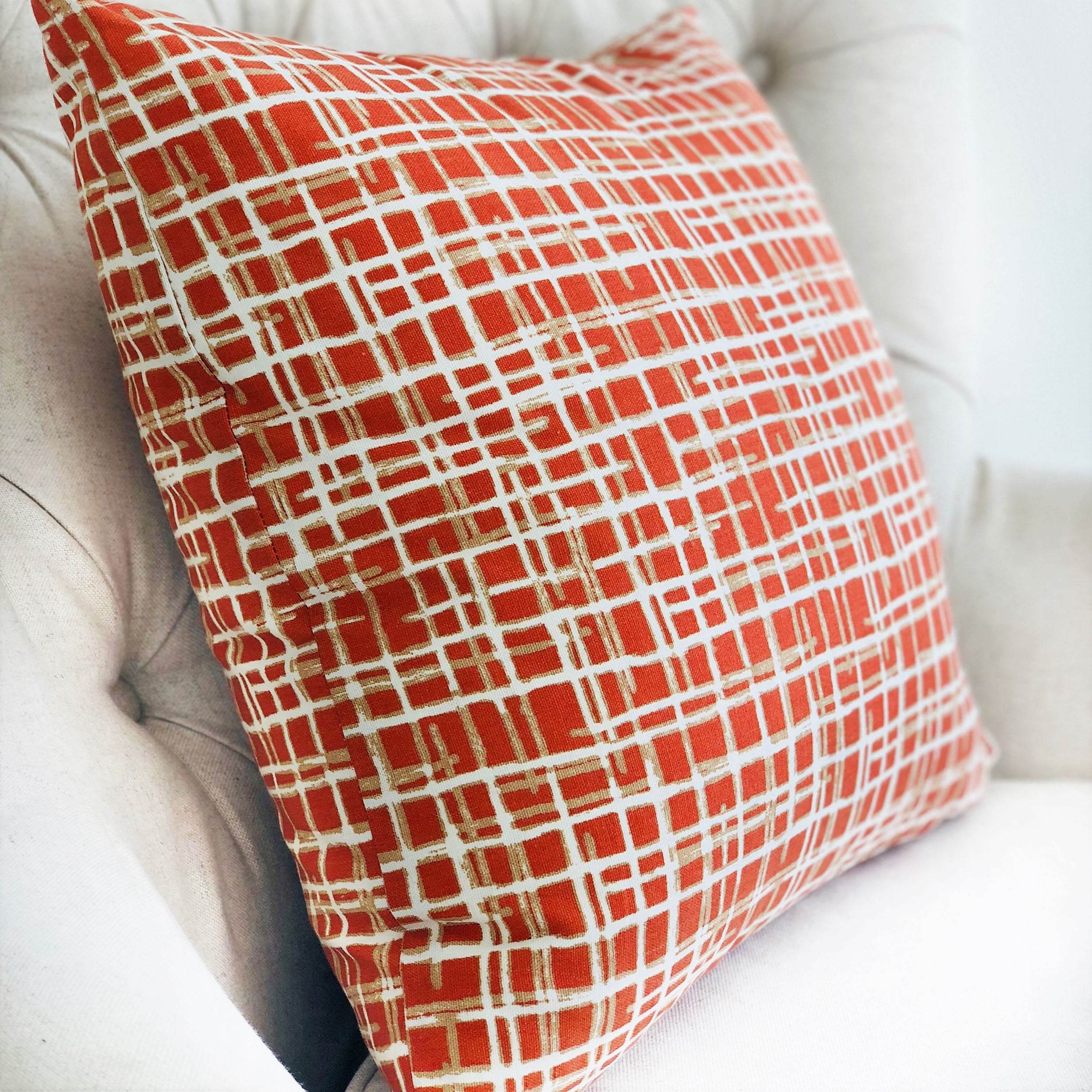 Spiced Fields  Orange and Beige Luxury Throw Pillow