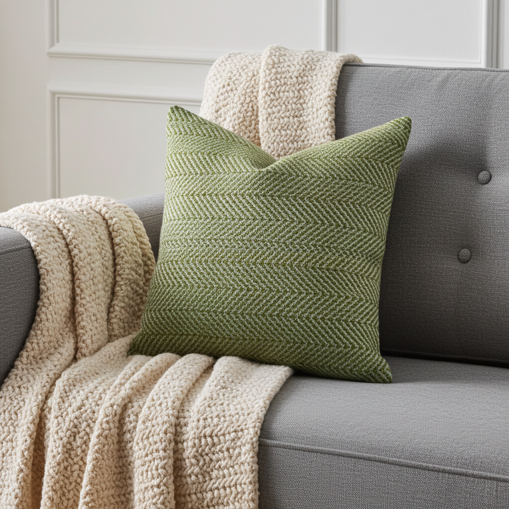 Upland Light Green and Ivory Handmade Luxury Pillow