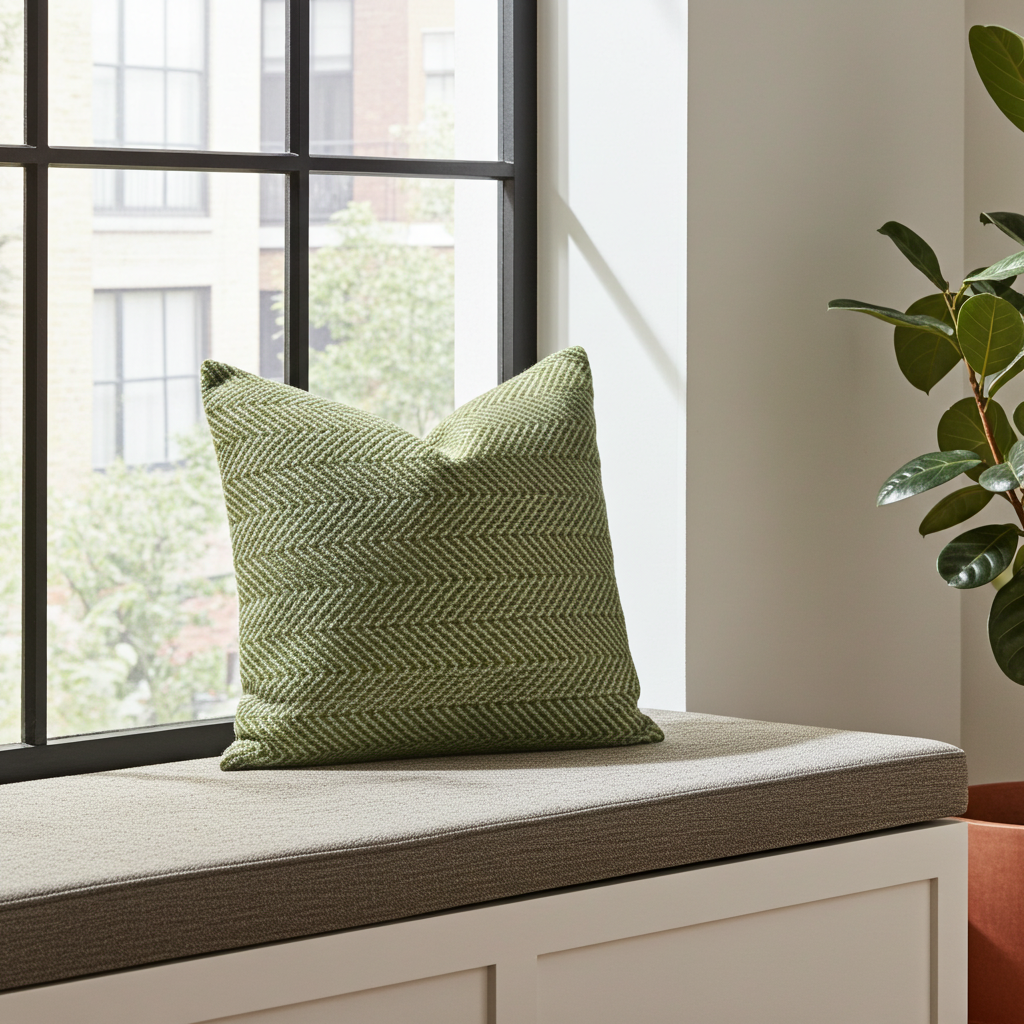 Upland Light Green and Ivory Handmade Luxury Pillow