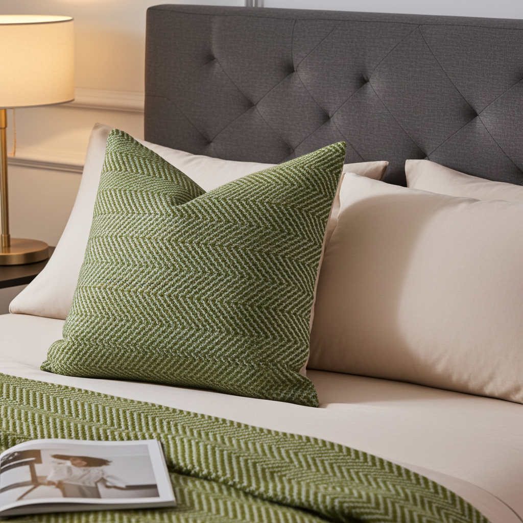 Upland Light Green and Ivory Handmade Luxury Pillow