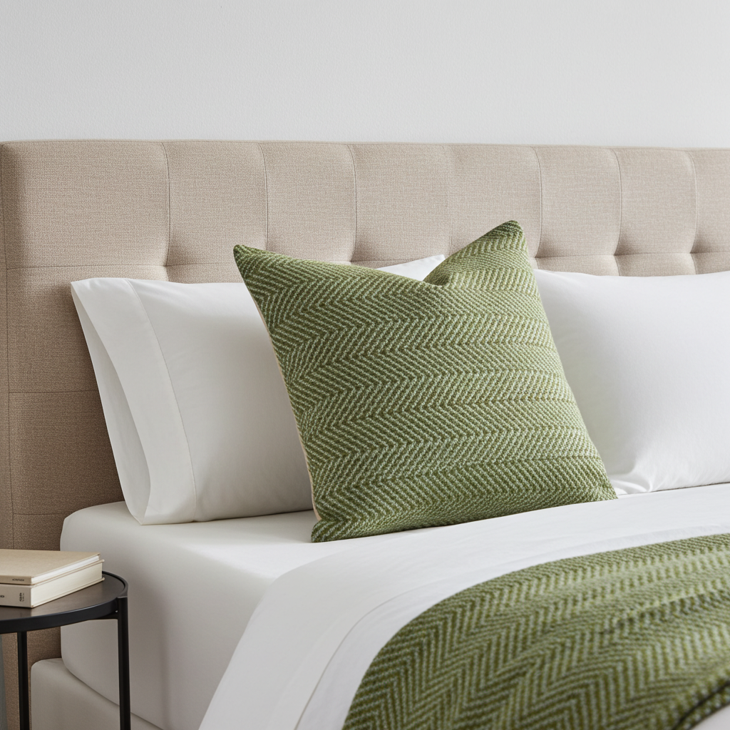 Upland Light Green and Ivory Handmade Luxury Pillow