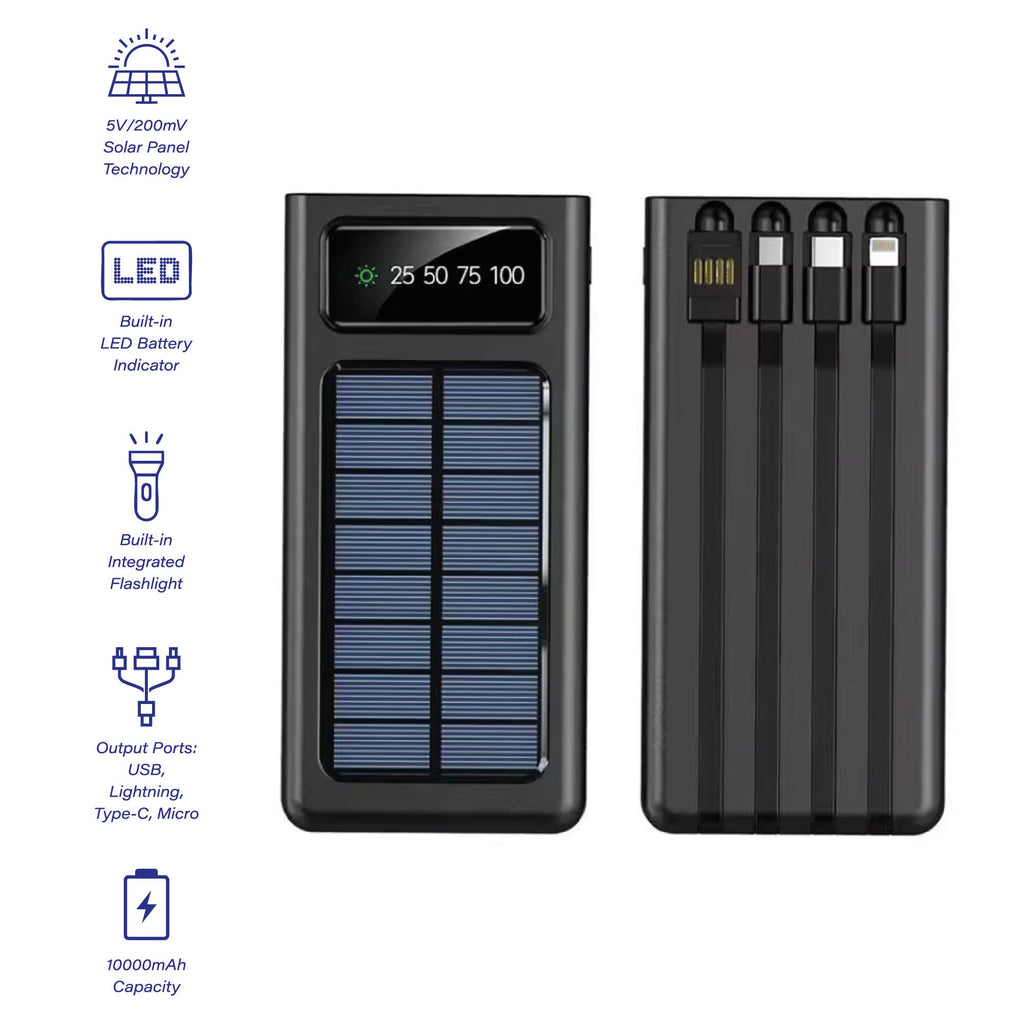 Pursonic LED Solar Power Bank in use outdoors, charging multiple devices