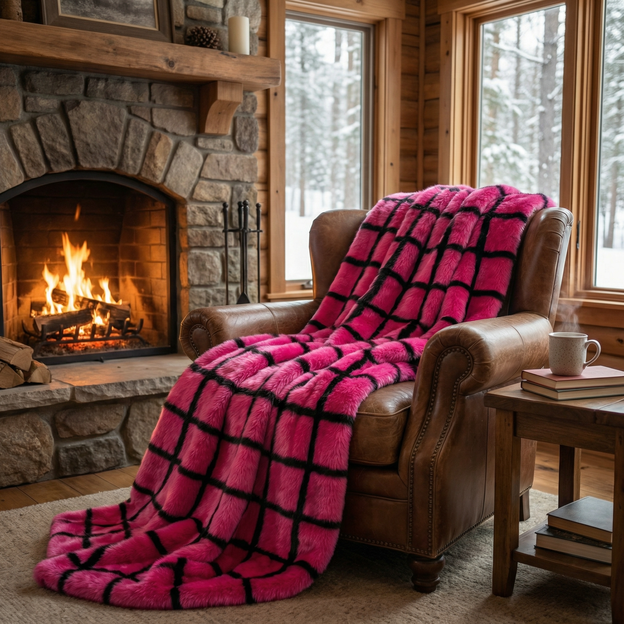 Plutus Fuchsia Purple Diamond Faux Fur Luxury Throw Blanket