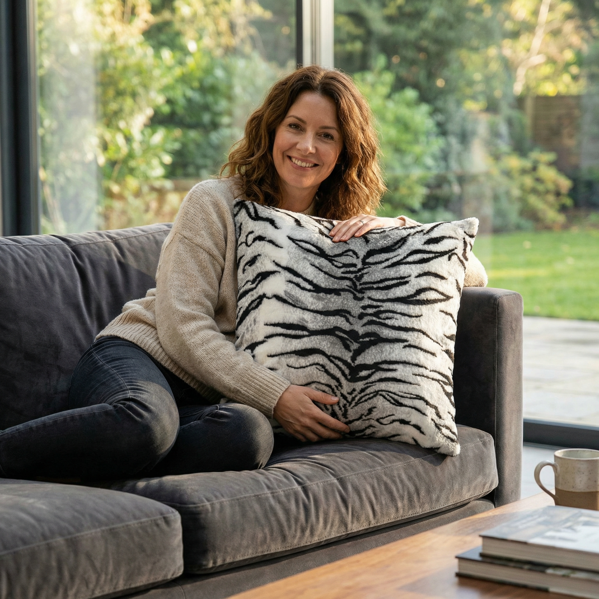 Plutus Black and White Zebra Animal Faux Fur Luxury Throw Pillow