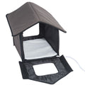 Heated Outdoor Cat House with lamb wool bed in winter setting