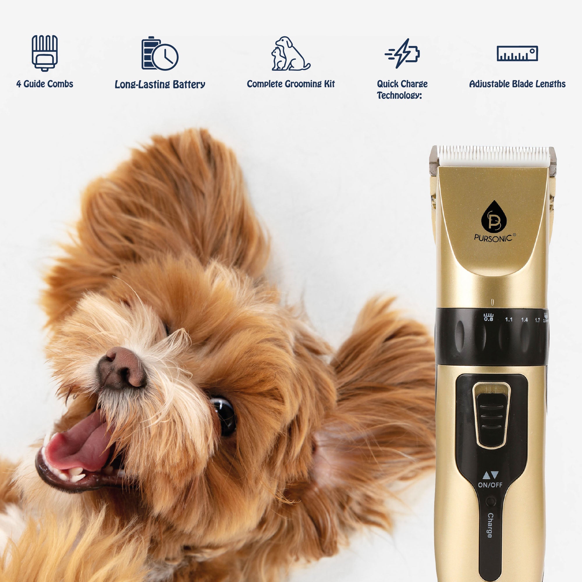 Rechargeable Pet Hair Trimmer from Pursonic with ergonomic design