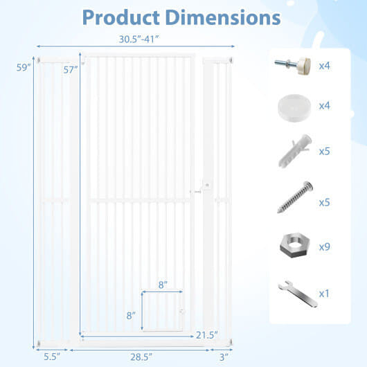 Side angle of Gobingya's 59" Ultra Tall Heavy-Duty Metal Cat Gate