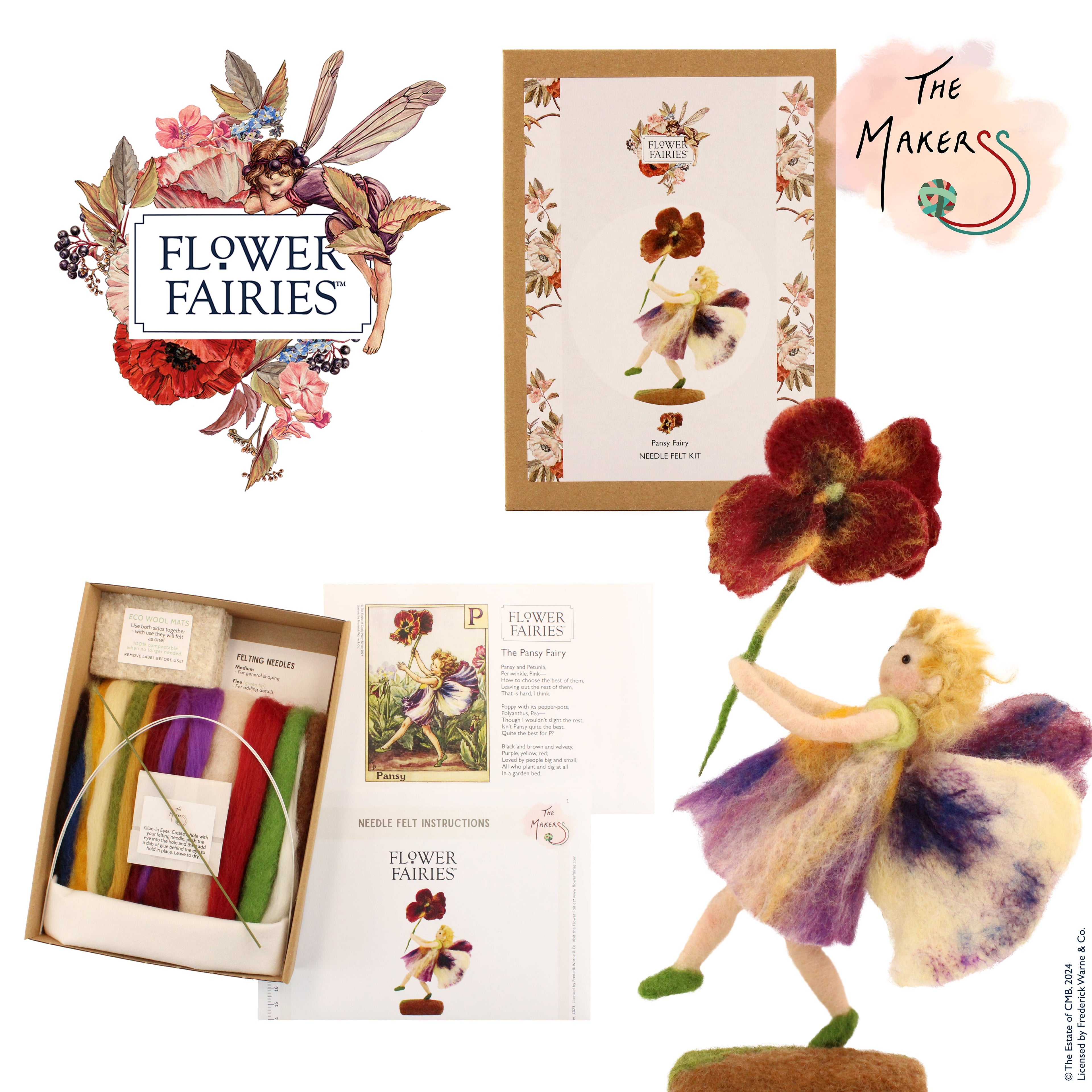 Crafting tools included in the Pansy Fairy Needle Felting Kit