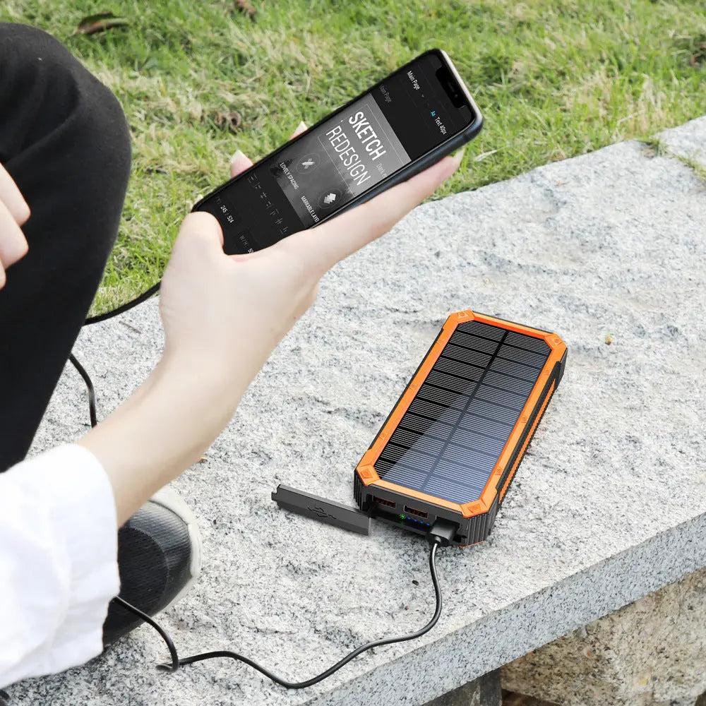 Top view of Anacotte Portable Wireless Solar Power Bank showcasing solar panel