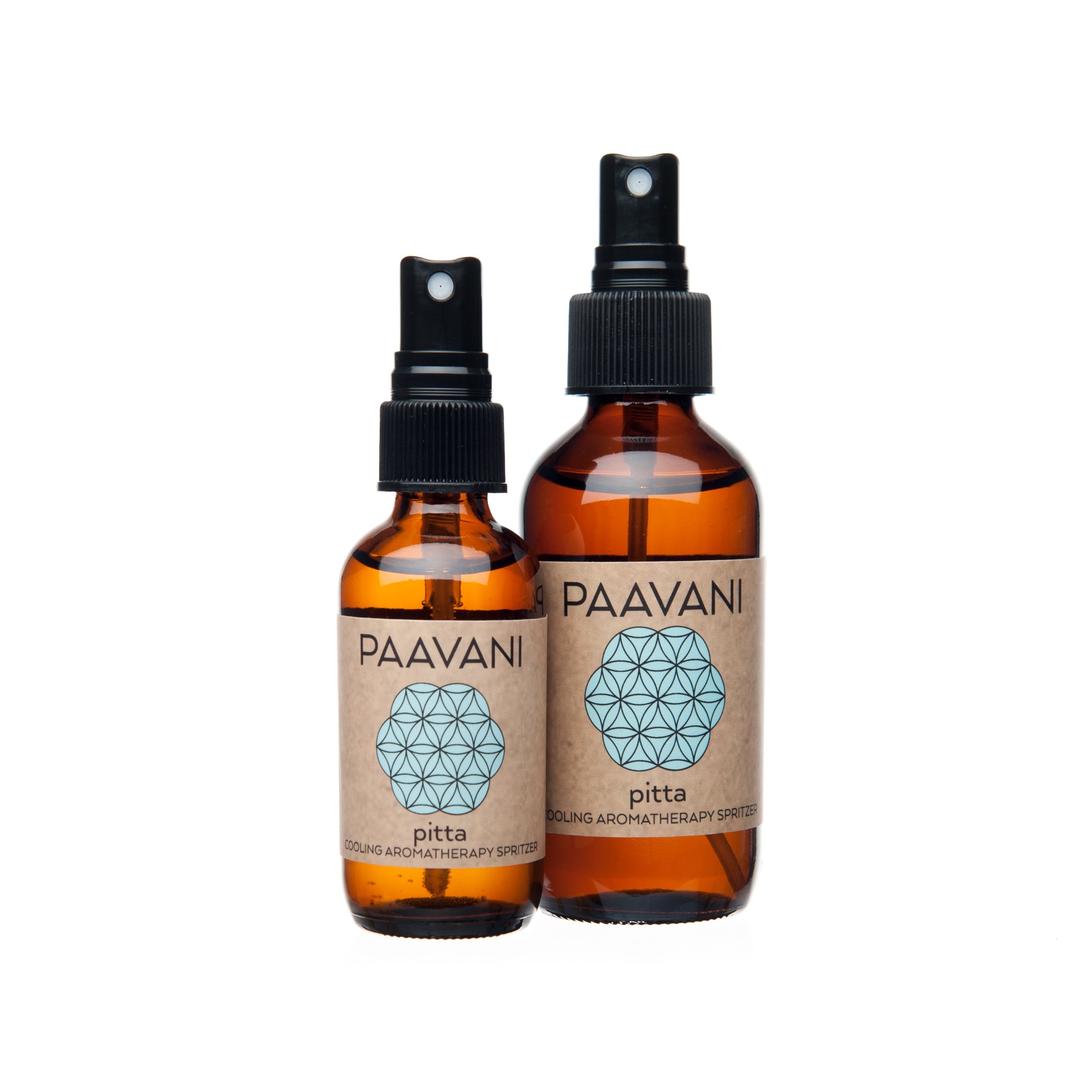 Close-up of Pitta Spritzer mist bottle showcasing Sandalwood and Lavender