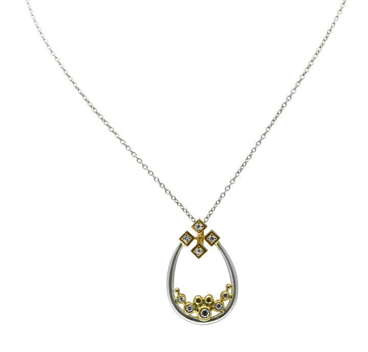 Elegant Pyramid Tears Necklace with diamonds in 18K gold by Jane A Gordon