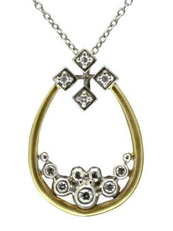 18K gold Pyramid Tears Necklace with pyramid squares detail by Jane A Gordon