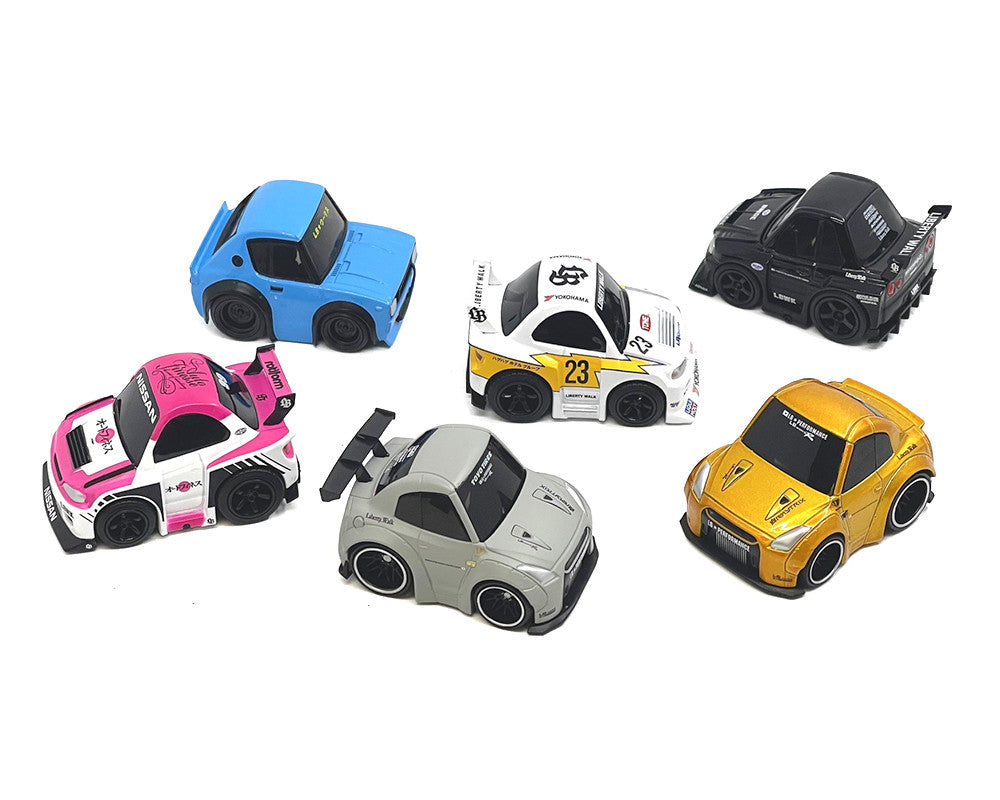 Limited edition Mini GT QubeCarz Series 1 collection displayed