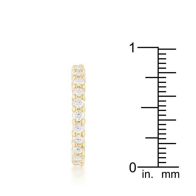 Lifestyle shot of Goldtone Cubic Zirconia Eternity Band Ring worn on hand