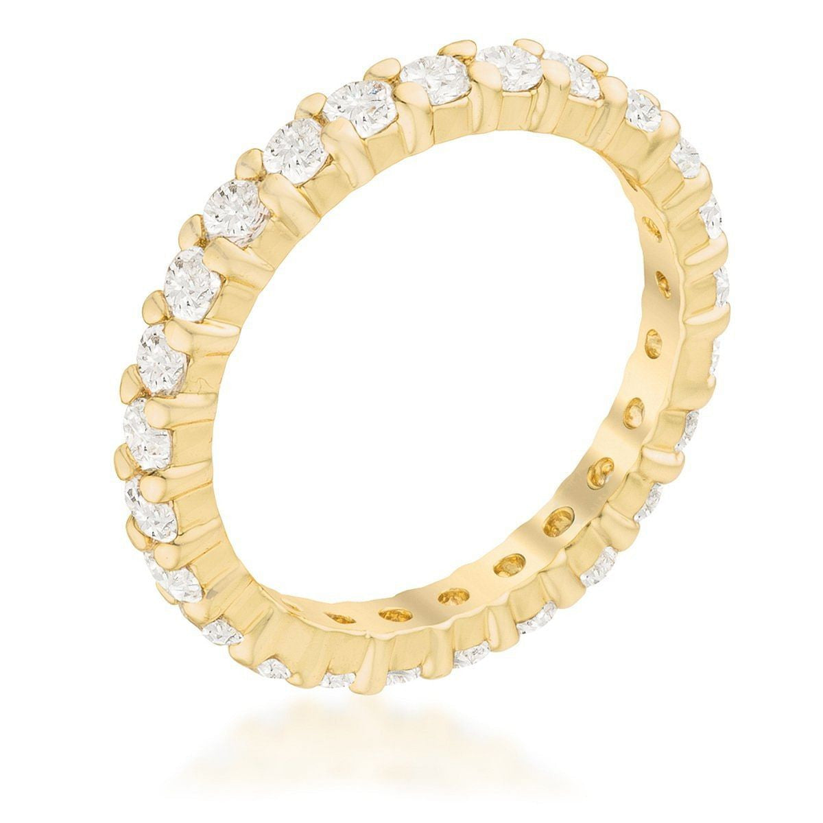 Front view of Goldtone Cubic Zirconia Eternity Band Ring by Gobingya
