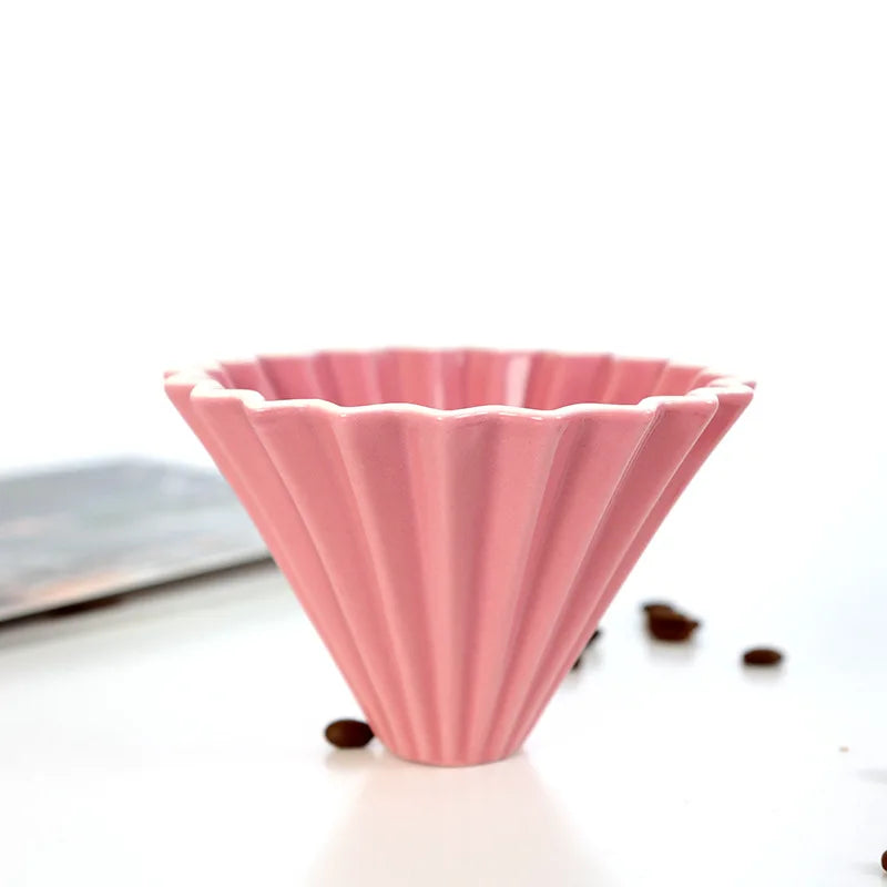 StepUp Coffee Origami Ceramic Pour Over Dripper, Handmade Cone Brewer