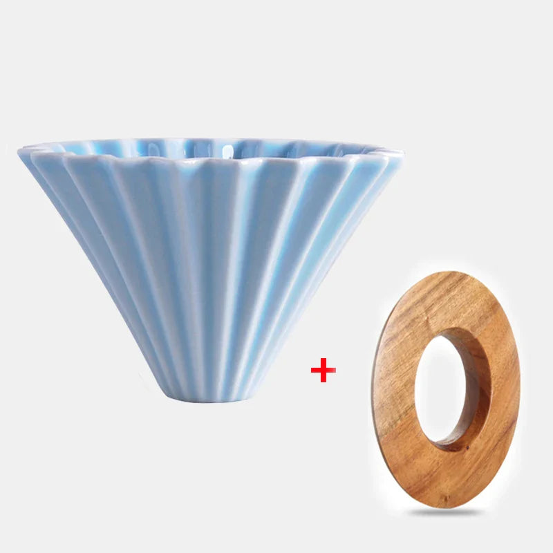StepUp Coffee Origami Ceramic Pour Over Dripper, Handmade Cone Brewer