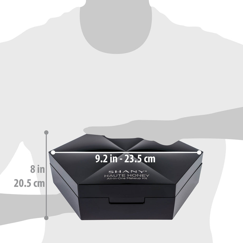 Open SHANY Haute Honey Makeup Kit highlighting eyeshadow and lip color selection