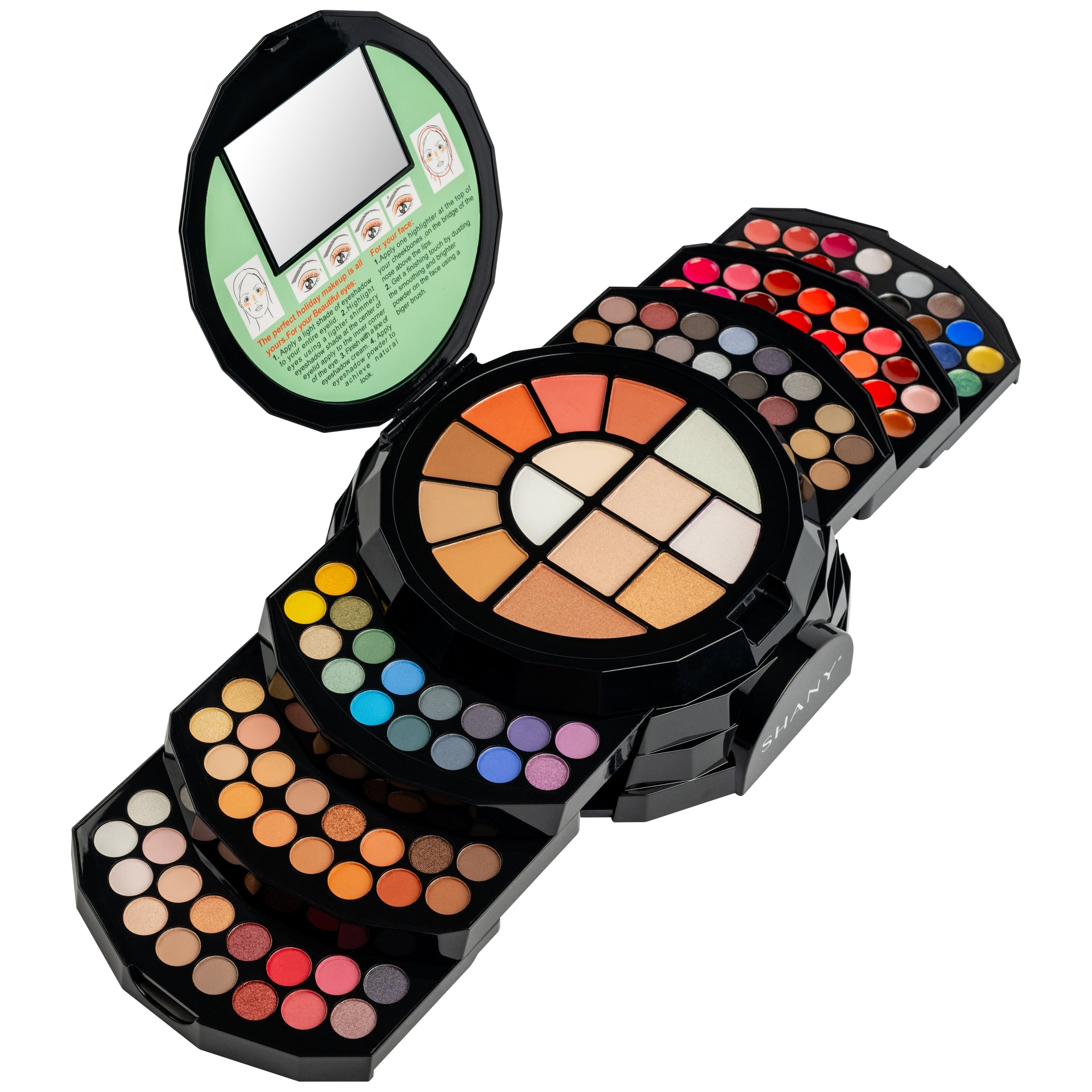 Front view of SHANY Flowers Makeup Set showcasing 64 vibrant shades