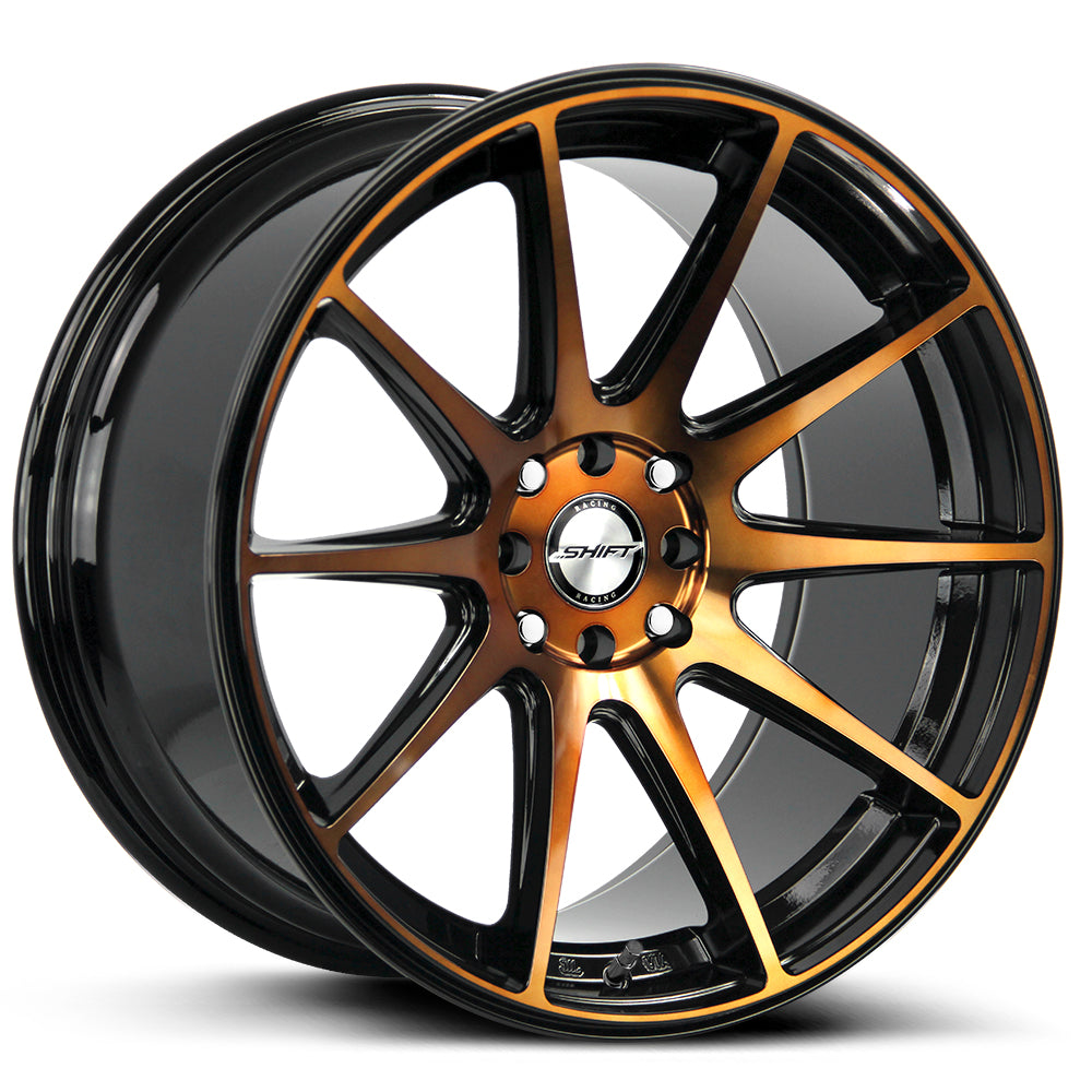 Side view of Shift H34 Black Machined Bronze Wheel showcasing its design
