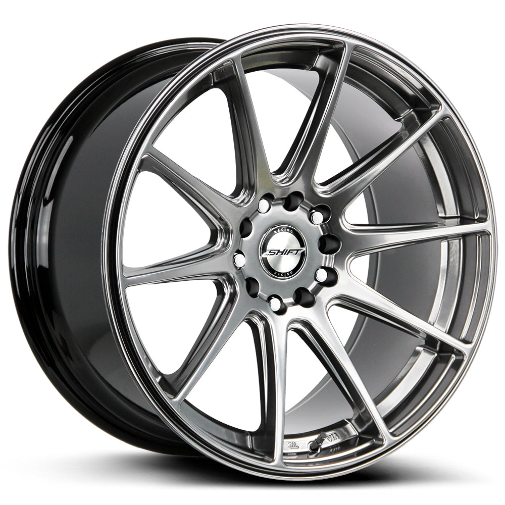 Side view of Shift H34 Platinum Silver Automotive Wheel showcasing its elegant design