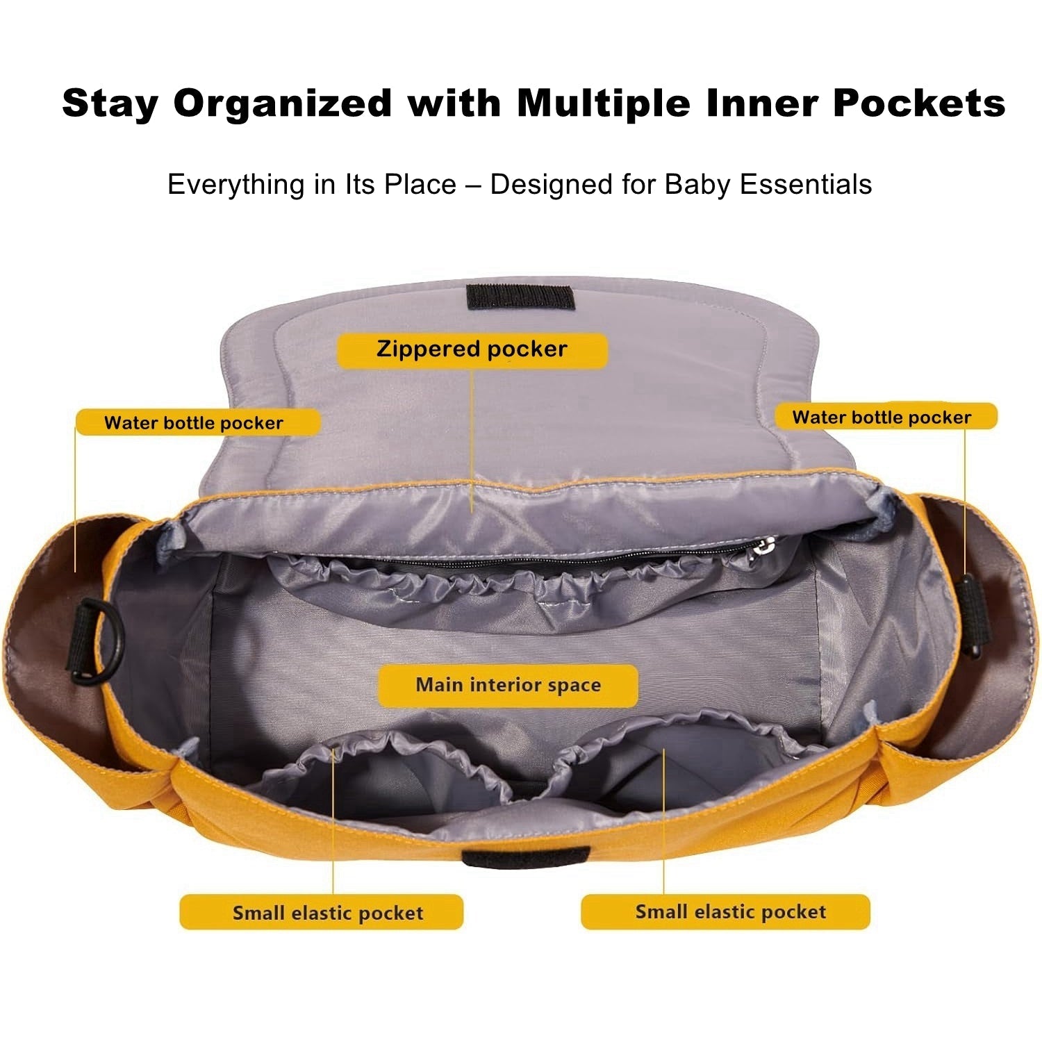 Side pocket of Kitty Paws Stroller Organizer showcasing storage capability