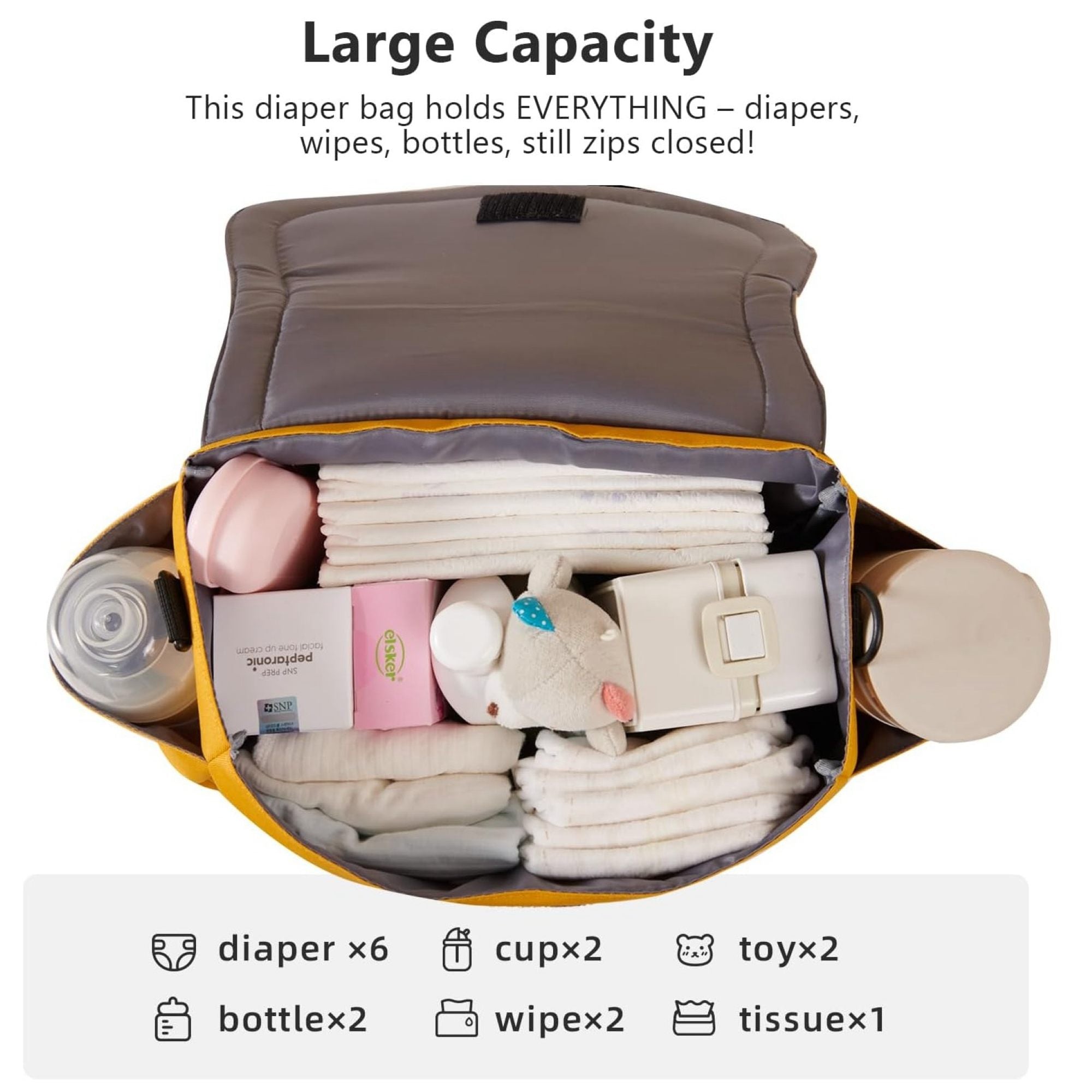 Kitty Paws Stroller Organizer by SUNVENO attached to stroller with essentials