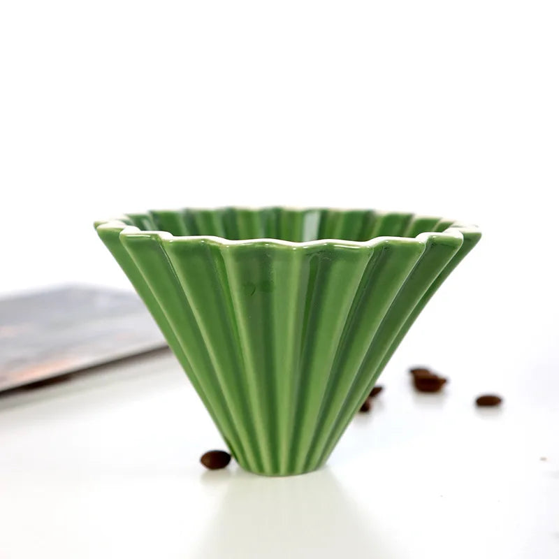 StepUp Coffee Origami Ceramic Pour Over Dripper, Handmade Cone Brewer