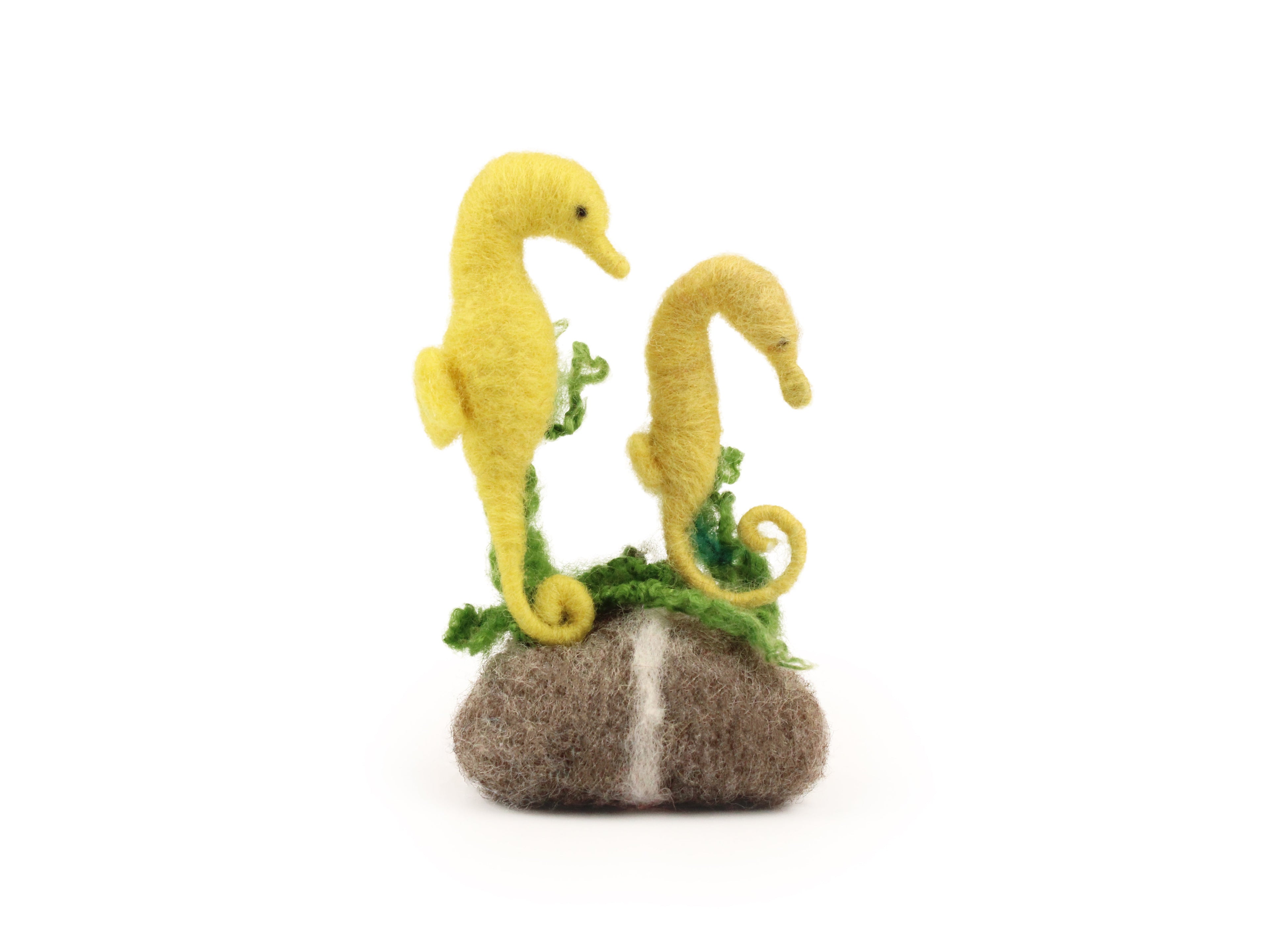 Complete Seahorse Needle Felting Kit by The Makerss with vibrant wool