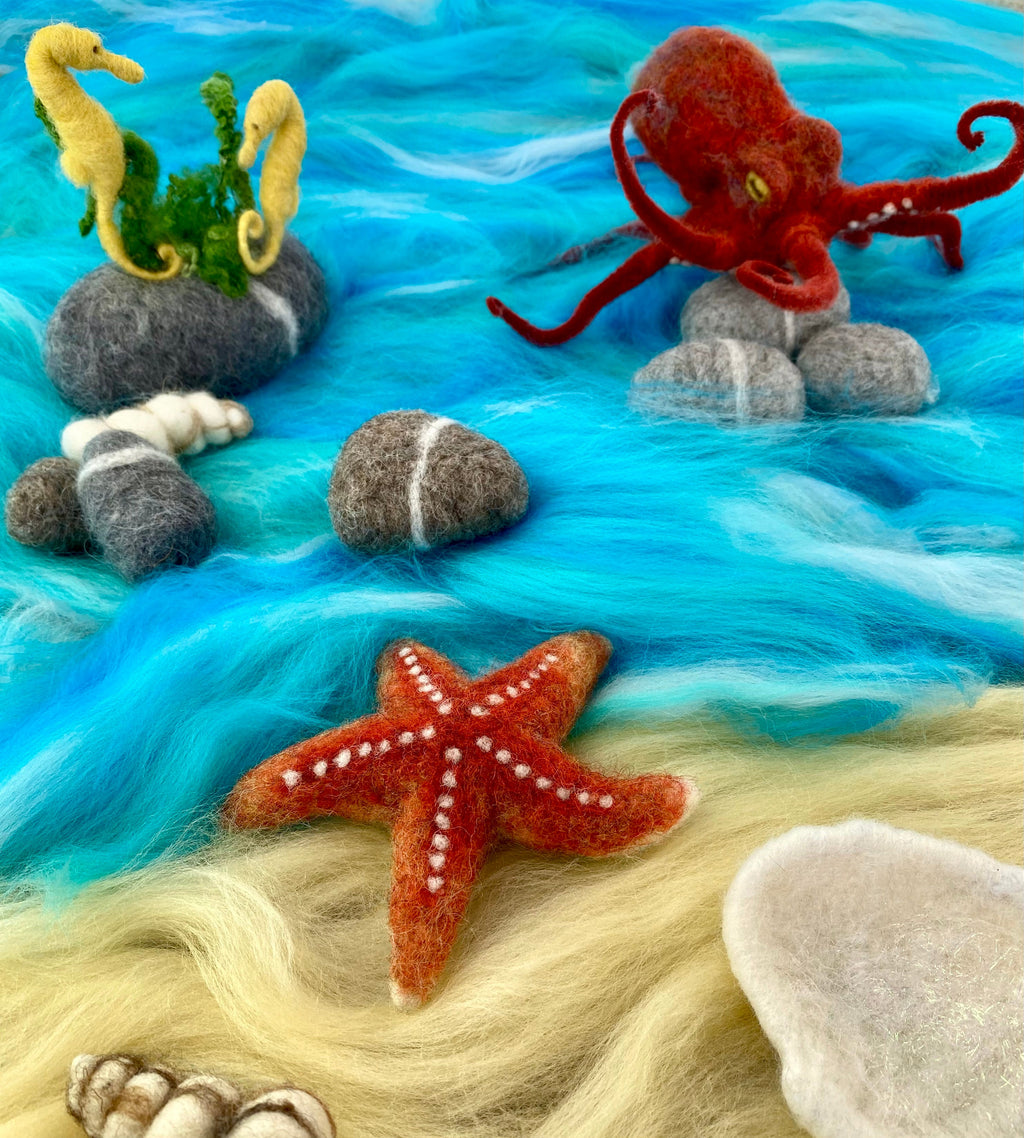 All materials included in the Seahorse Needle Felting Kit from The Makerss